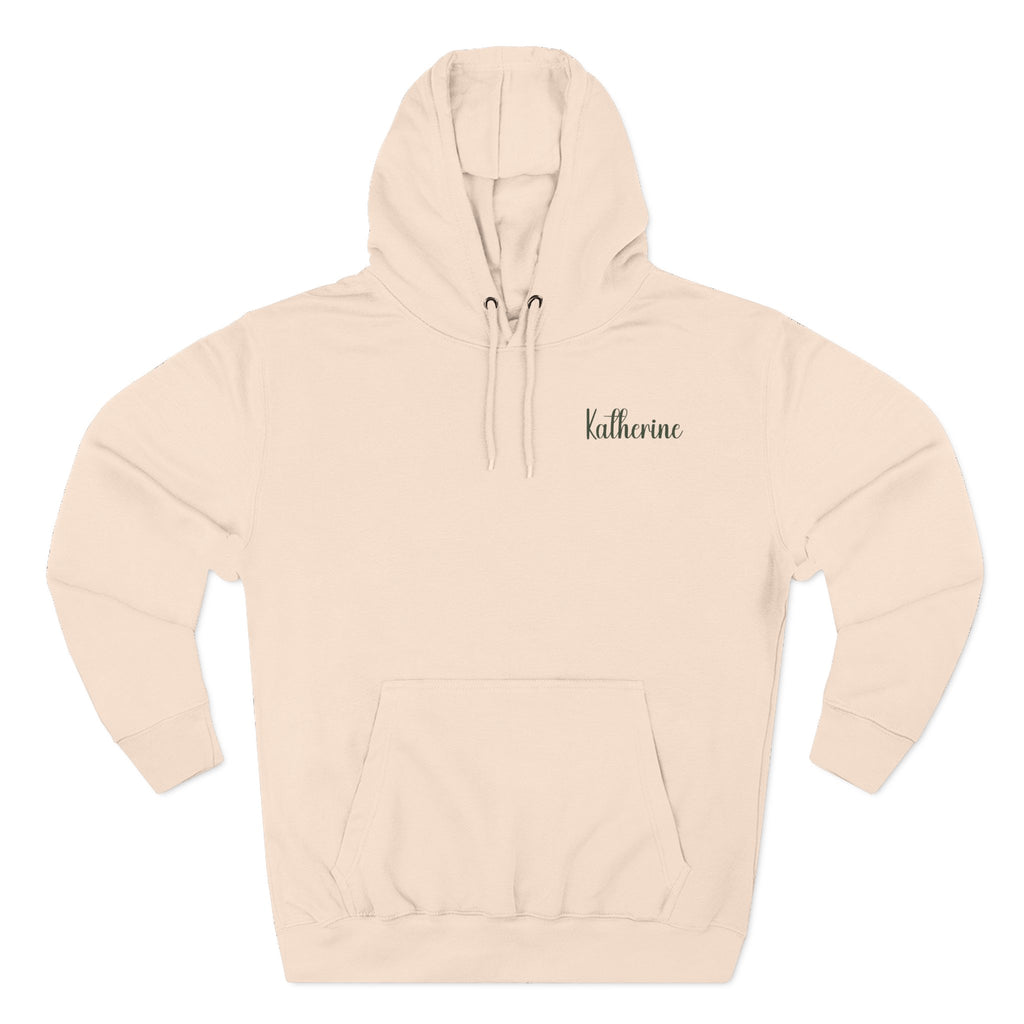 Back view of pale pink hoodie with “I Love You, Go Away!” design
