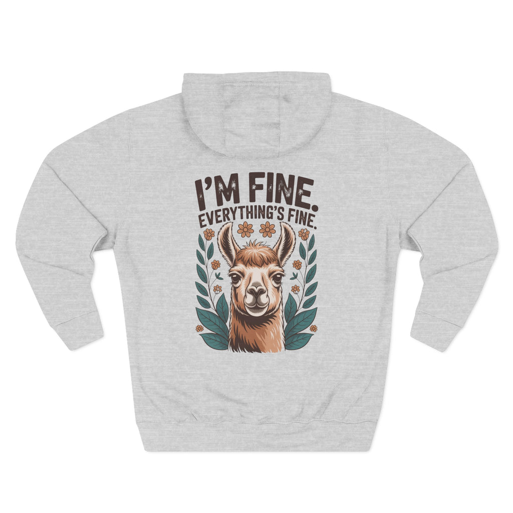 Front view of heather grey hoodie with customizable name embroidered on the chest