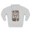 Front view of heather grey hoodie with customizable name embroidered on the chest