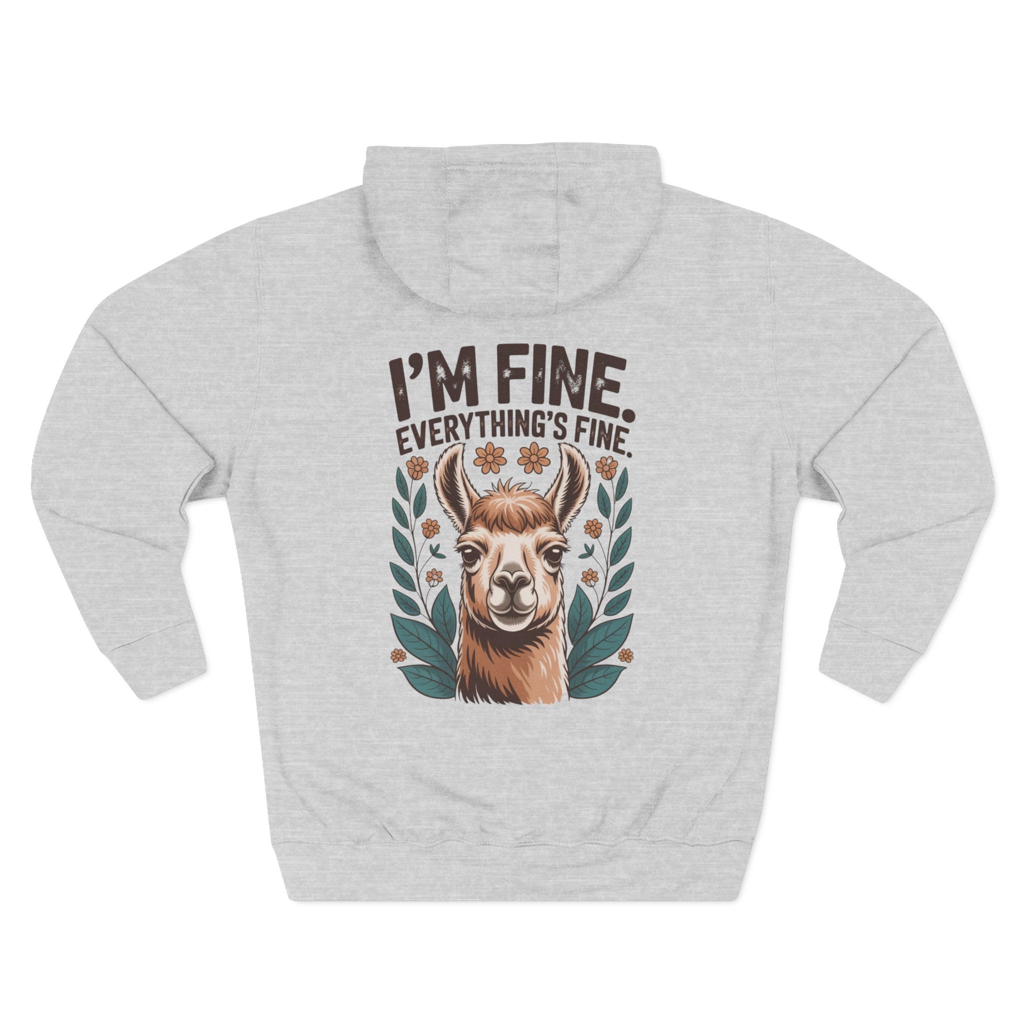 Front view of heather grey hoodie with customizable name embroidered on the chest