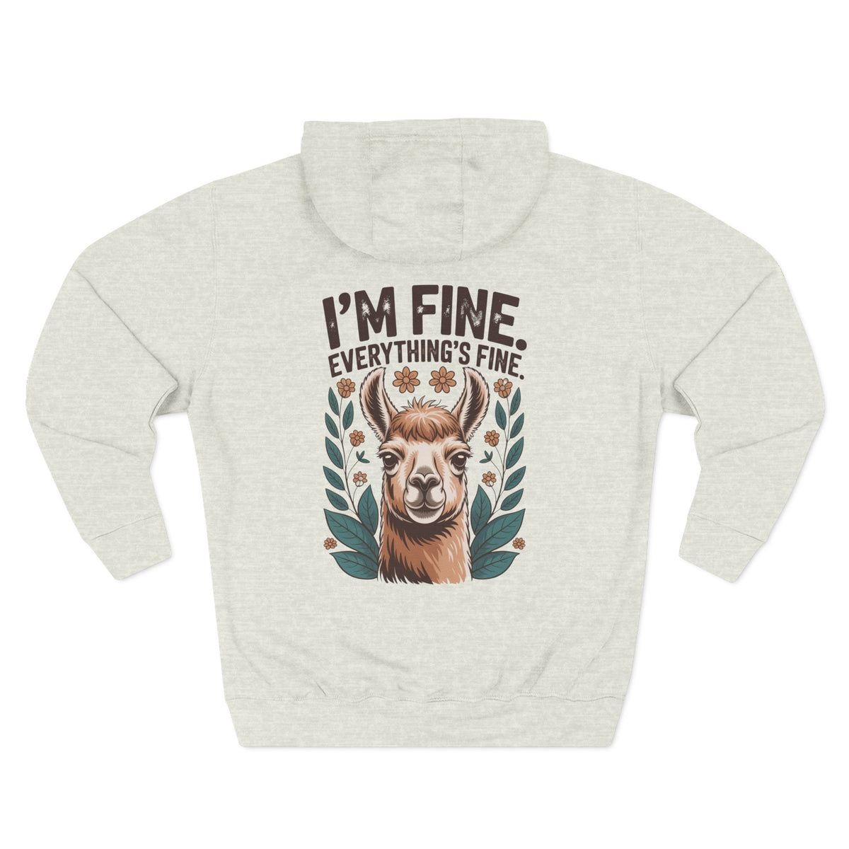 Front view of oatmeal heather hoodie with customizable name embroidered on the chest