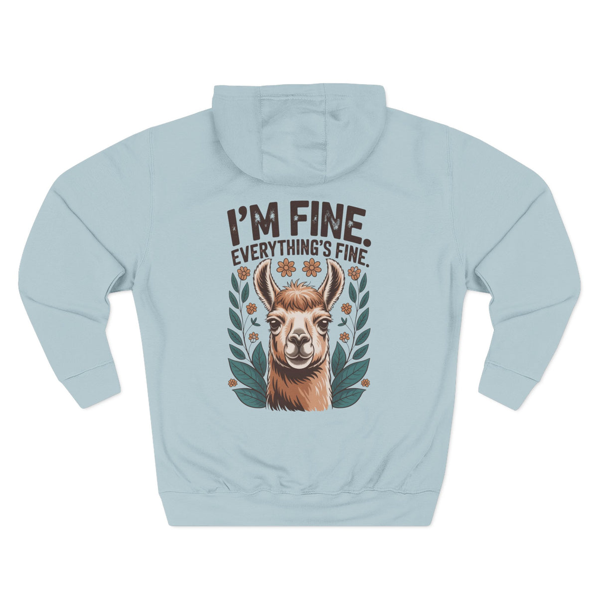 Front view of blue mist hoodie with customizable name embroidered on the chest