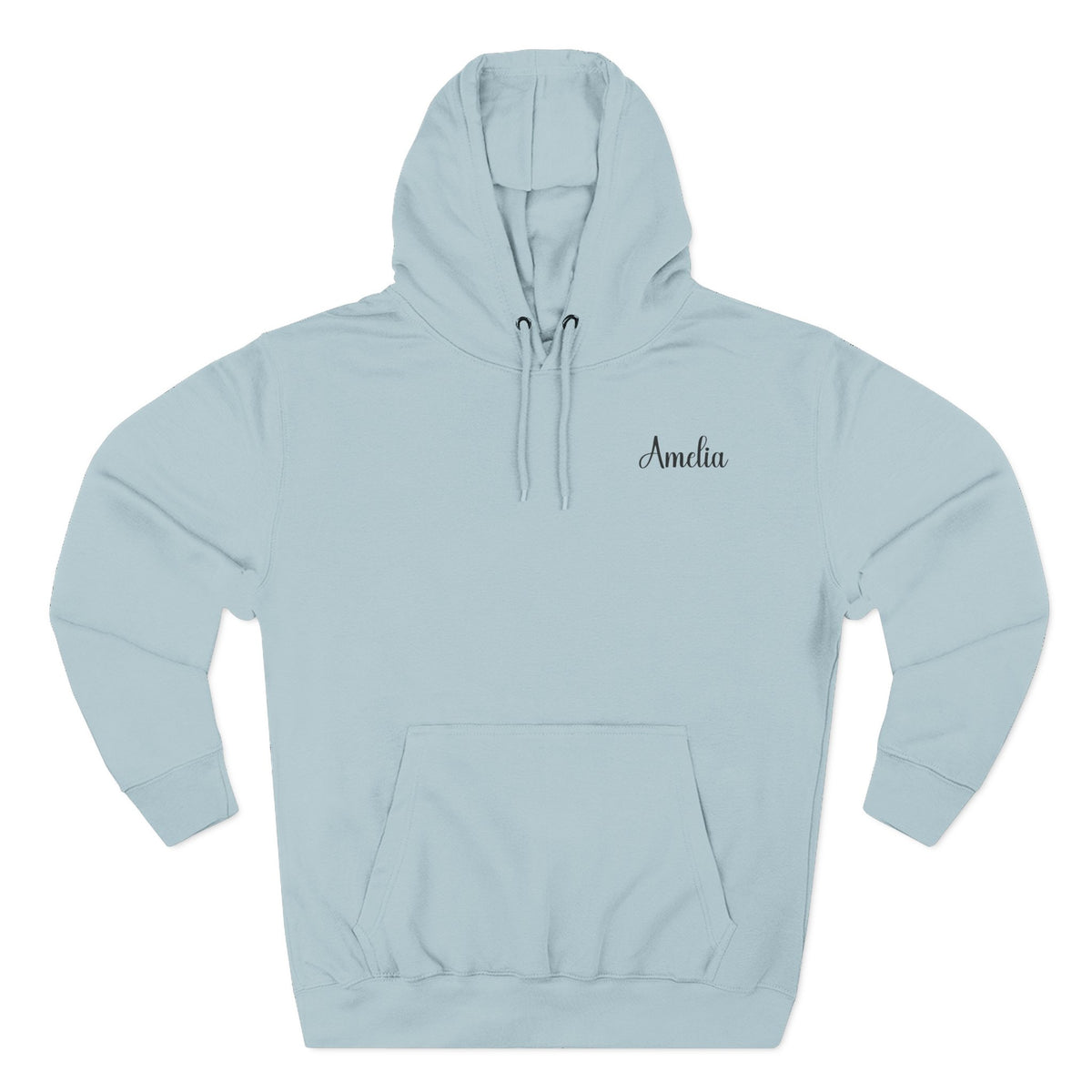Back view of blue mist hoodie with “I'm Fine, Everything's Fine” design