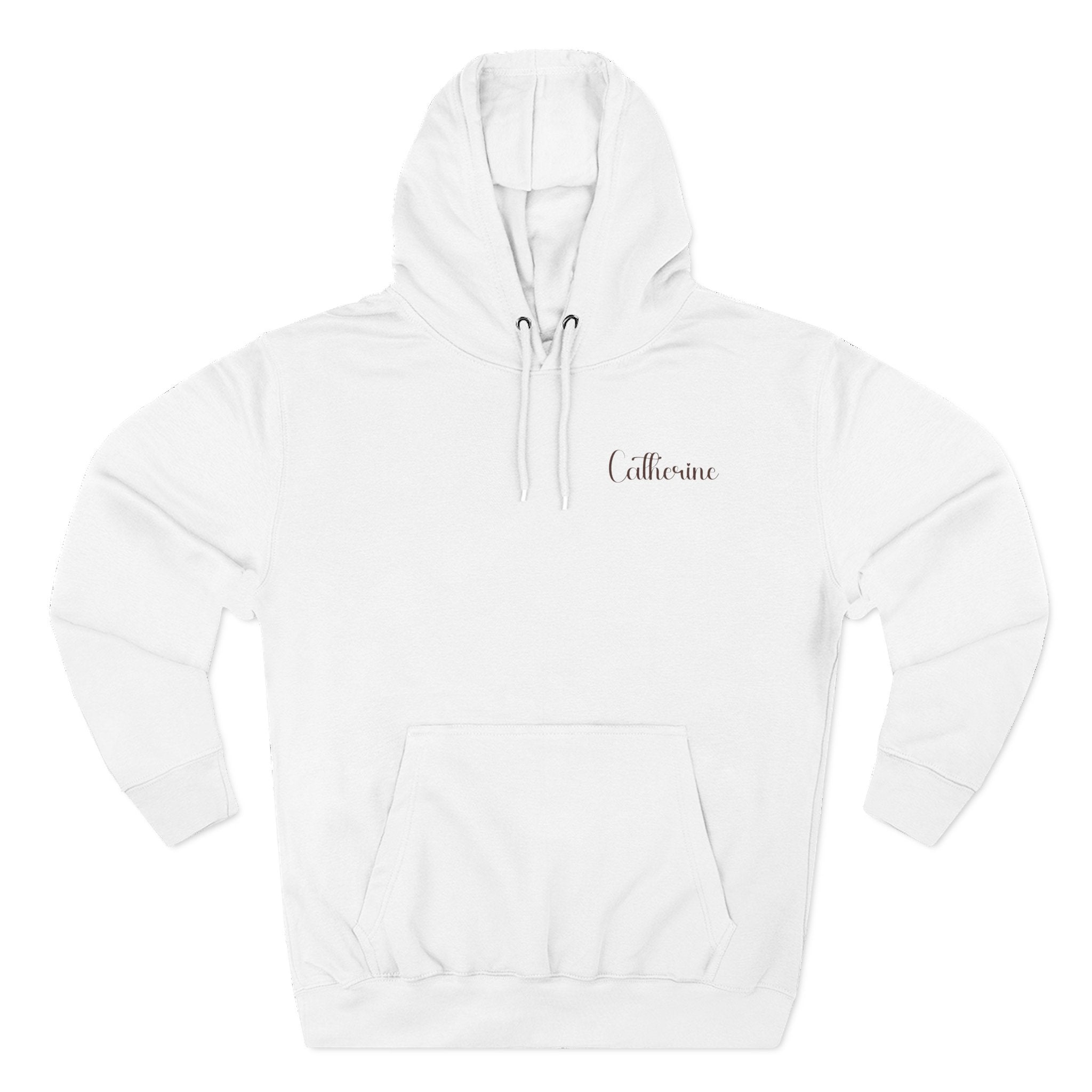 Back view of white hoodie with “Keep Your Spirit Wild” design
