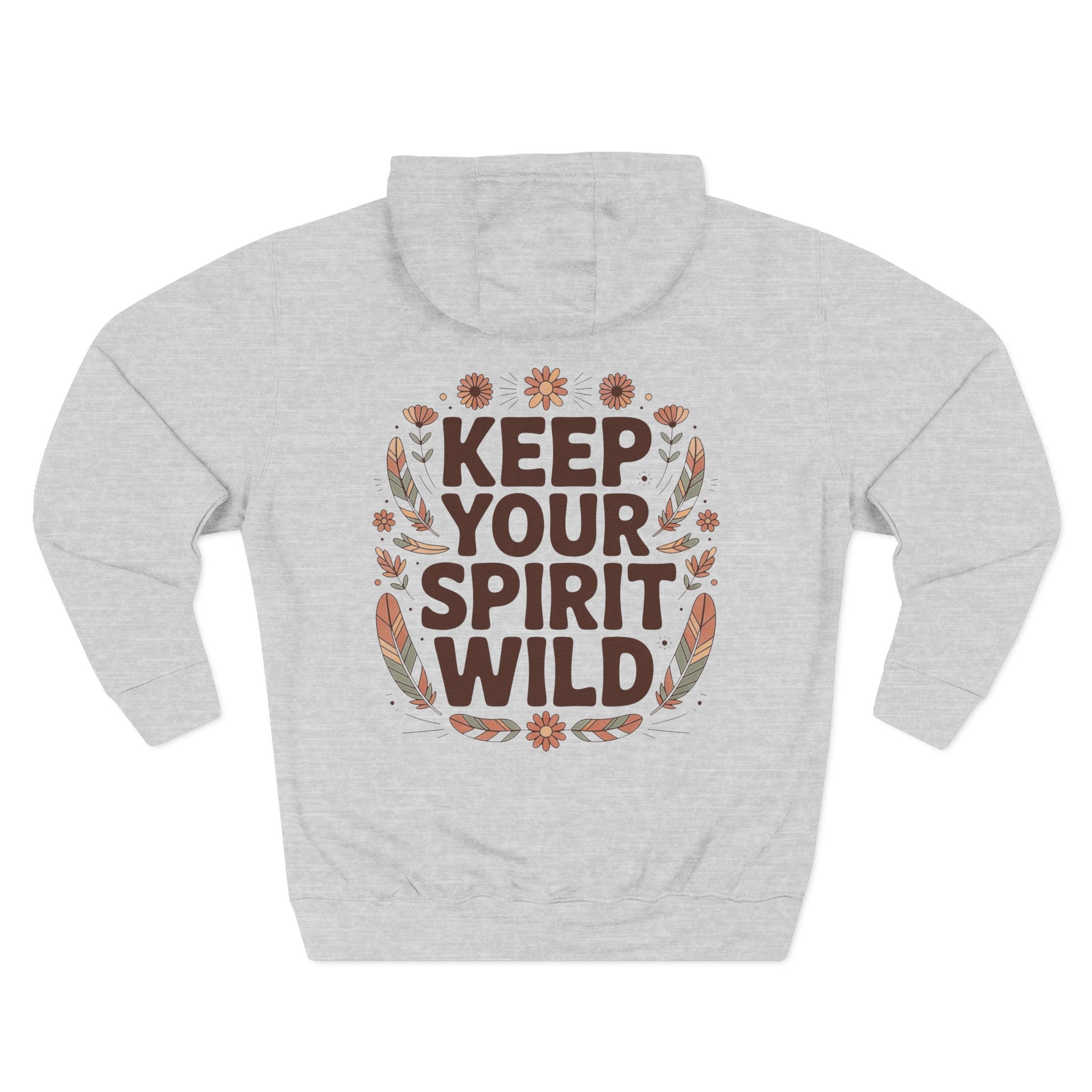 Front view of heather grey hoodie with customizable name embroidered on the chest
