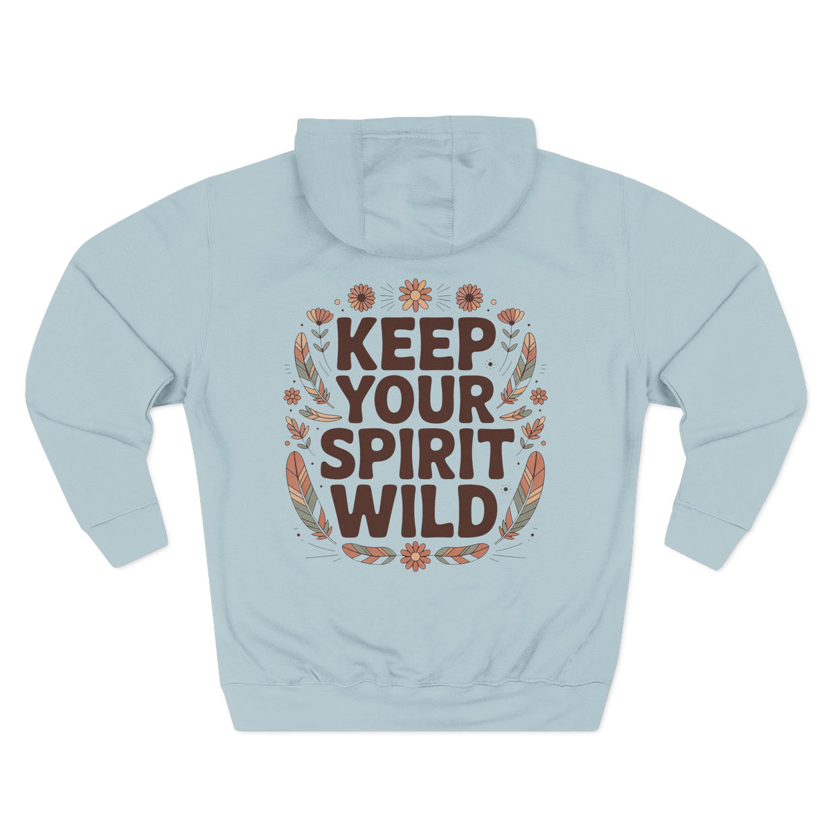 Front view of blue mist hoodie with customizable name embroidered on the chest