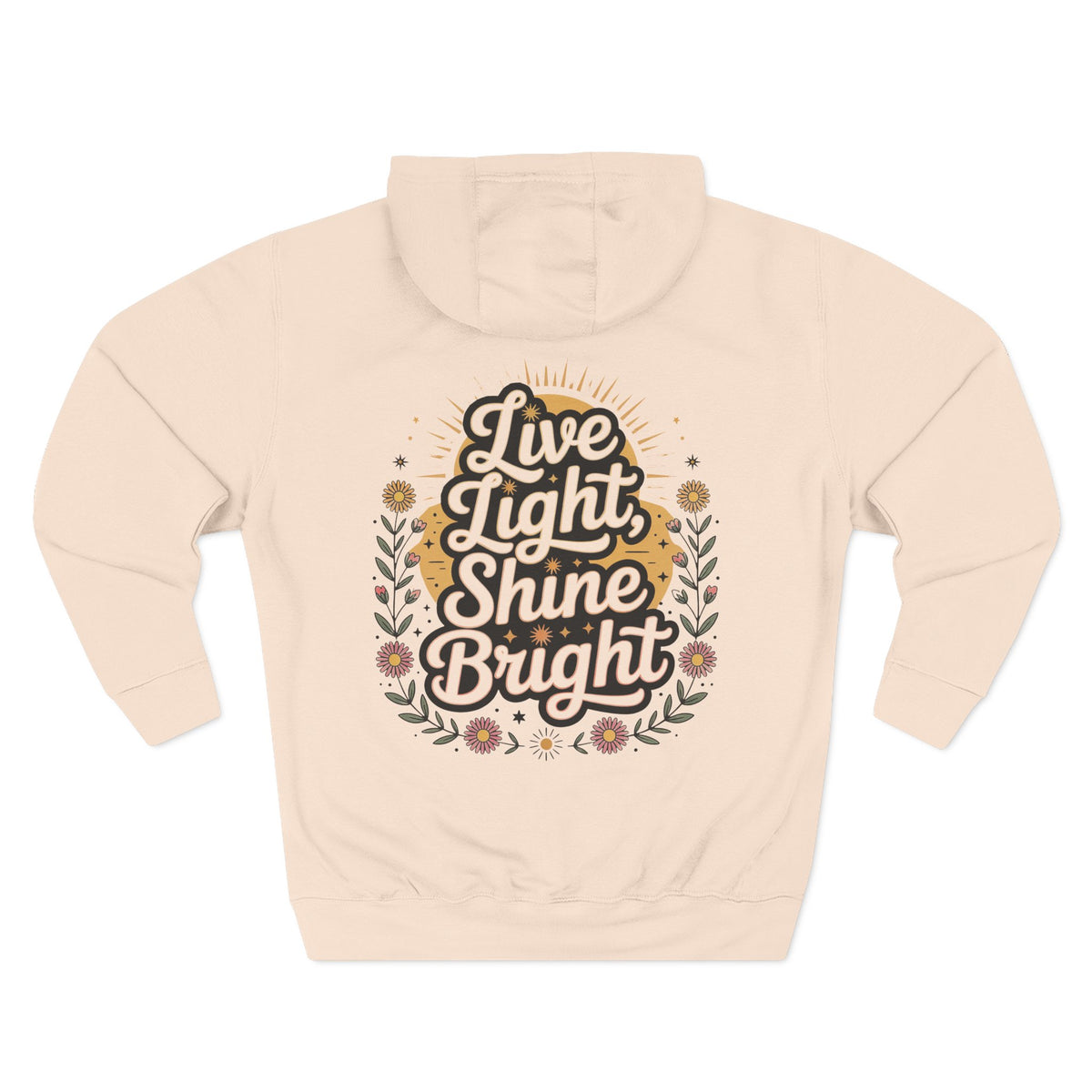 Front view of pale pink hoodie with customizable name embroidered on the chest