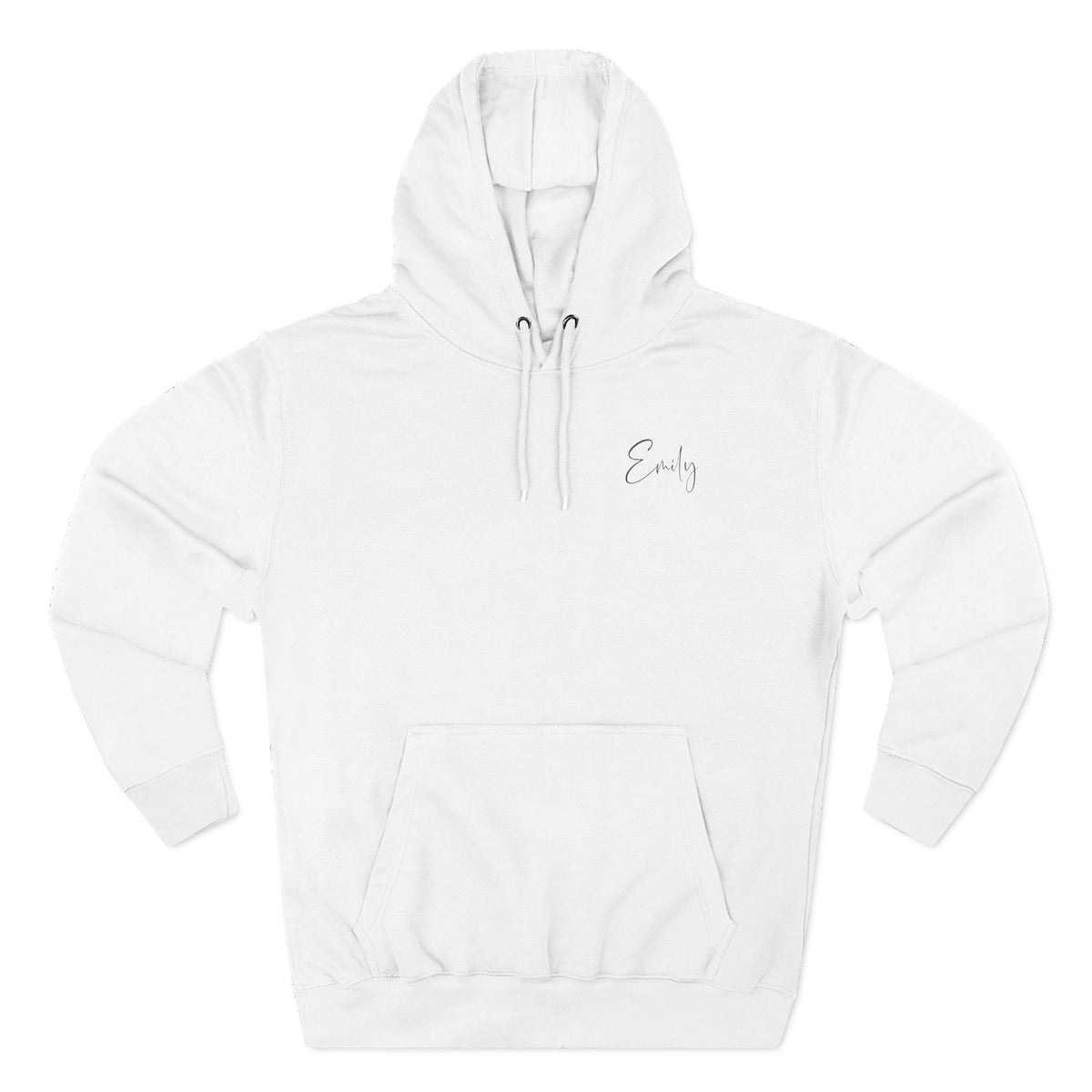 Back view of white hoodie with “Mama Heart” design