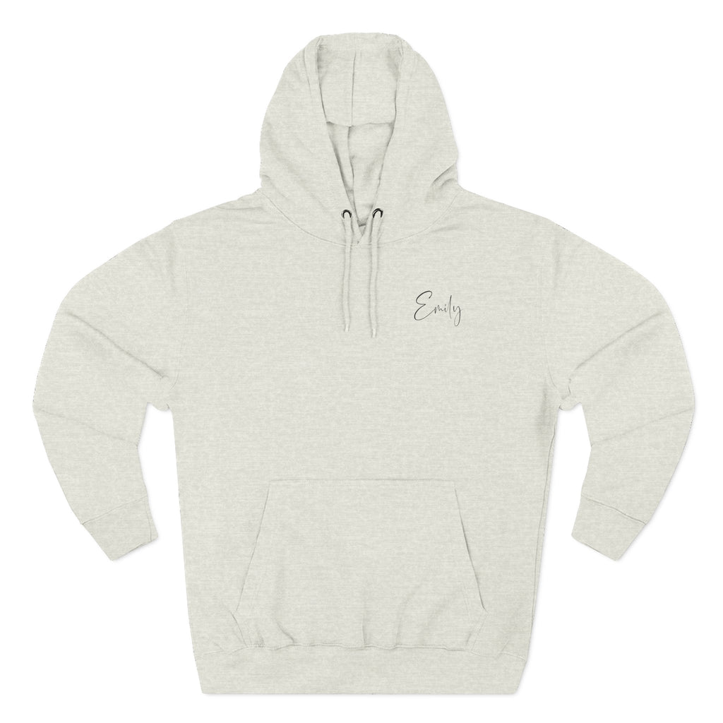 Back view of oatmeal heather hoodie with “Mama Heart” design