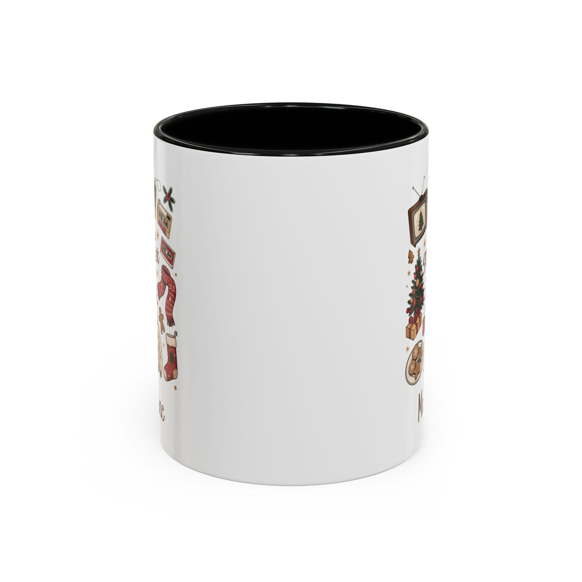 Black personalized Merrier in the 90s mug, 11oz, back view