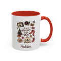 Red personalized Merrier in the 90s mug, 11oz, design side with handle on the right
