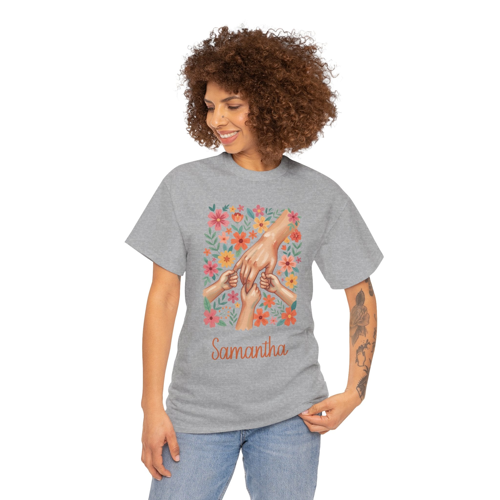 Personalized Family Hands Floral t-shirt product photo