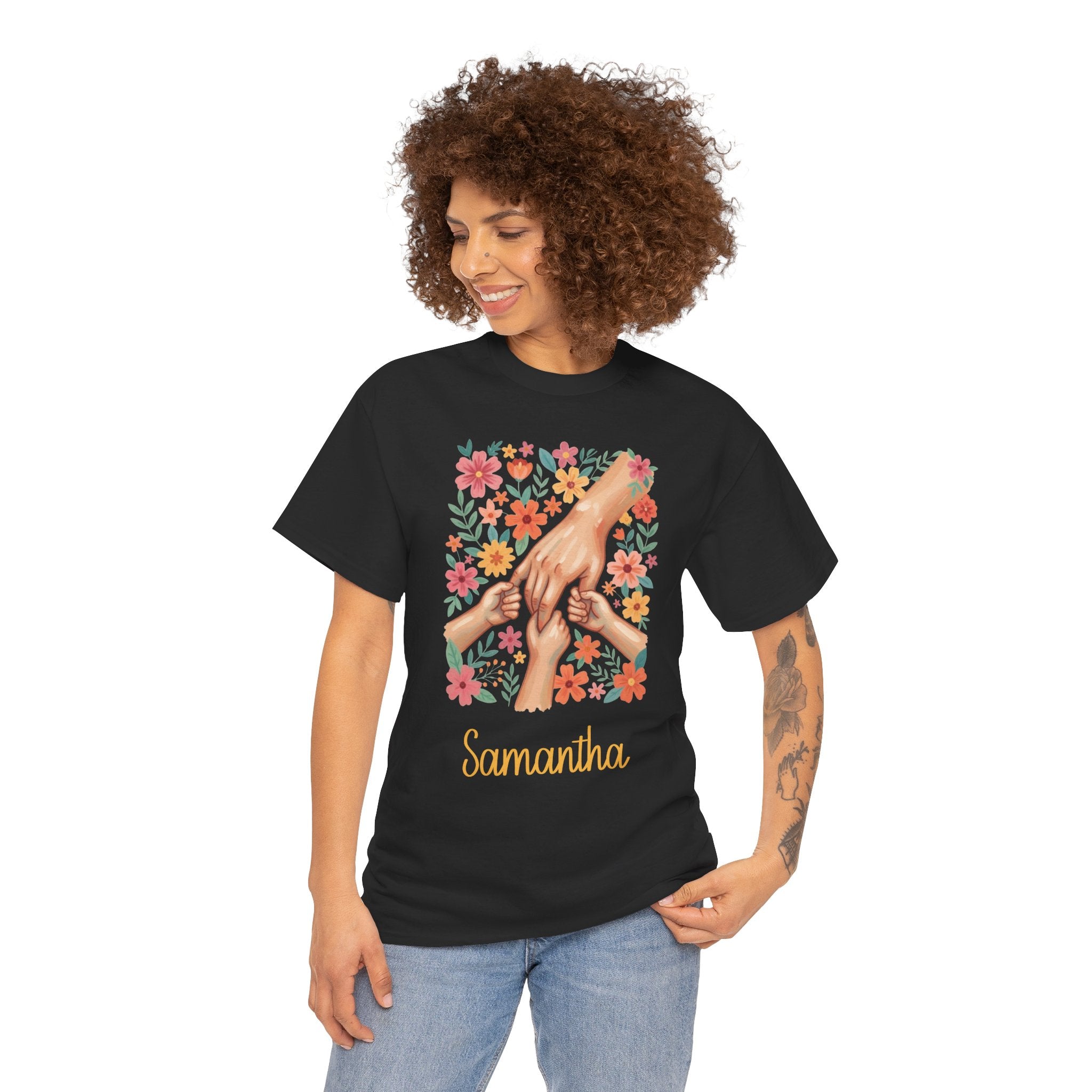 Personalized Family Hands Floral t-shirt product photo