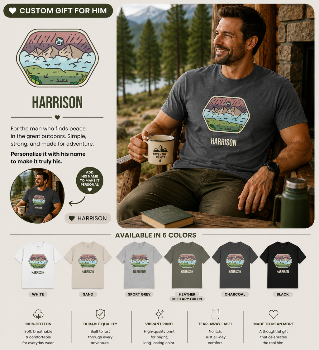 Moonlit Peaks t-shirt shown in a lifestyle setting