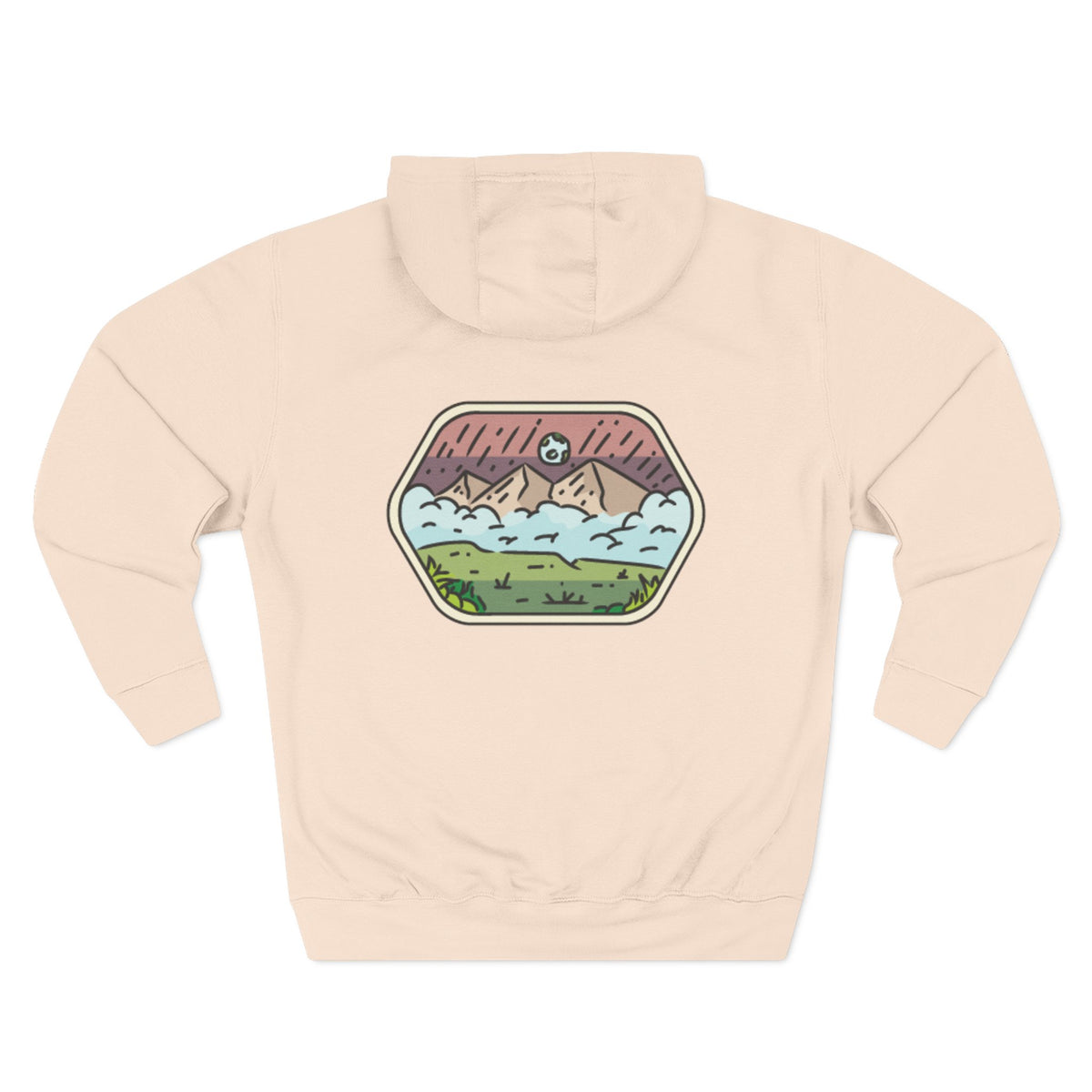 Front view of pale pink hoodie with customizable name embroidered on the chest