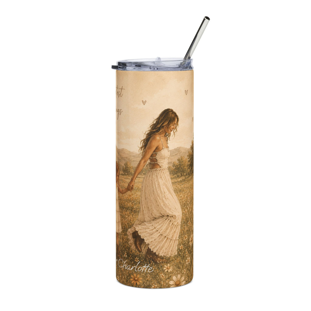 Personalized My Greatest Blessings tumbler shown from another angle with the children and names