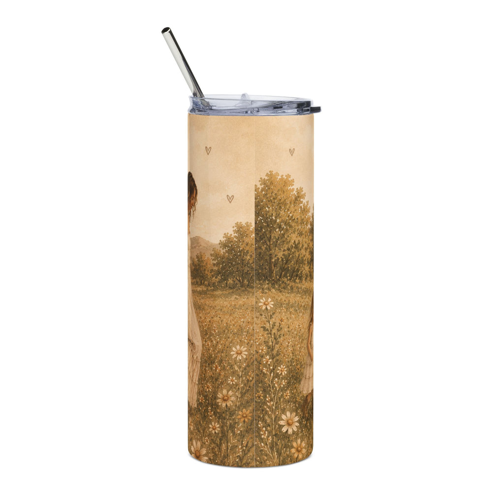 Close-up of the clear lid and metal straw and the My Greatest Blessings text on the tumbler