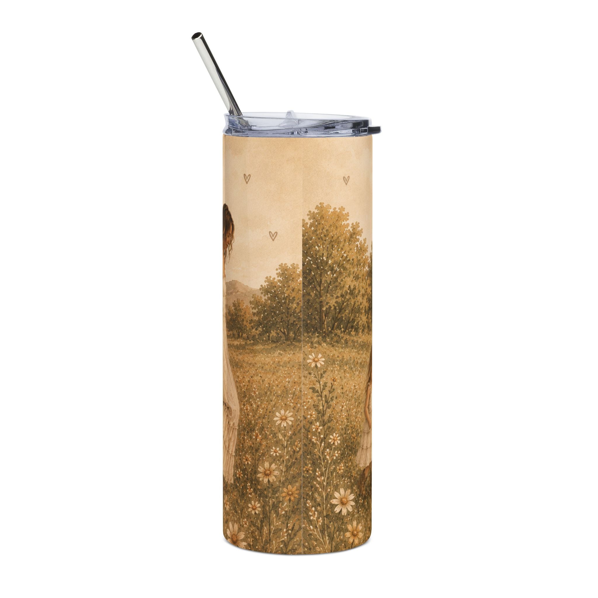 Close-up of the clear lid and metal straw and the My Greatest Blessings text on the tumbler