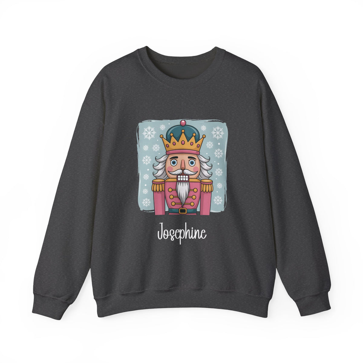 Dark Heather personalized Nutcracker sweatshirt, front view