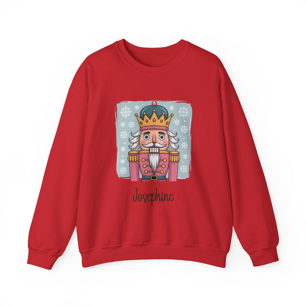 Red personalized Nutcracker sweatshirt, front view