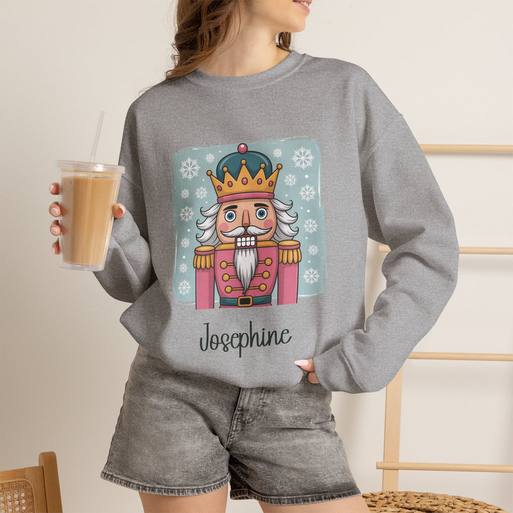 Sport Grey personalized Nutcracker sweatshirt, worn by model