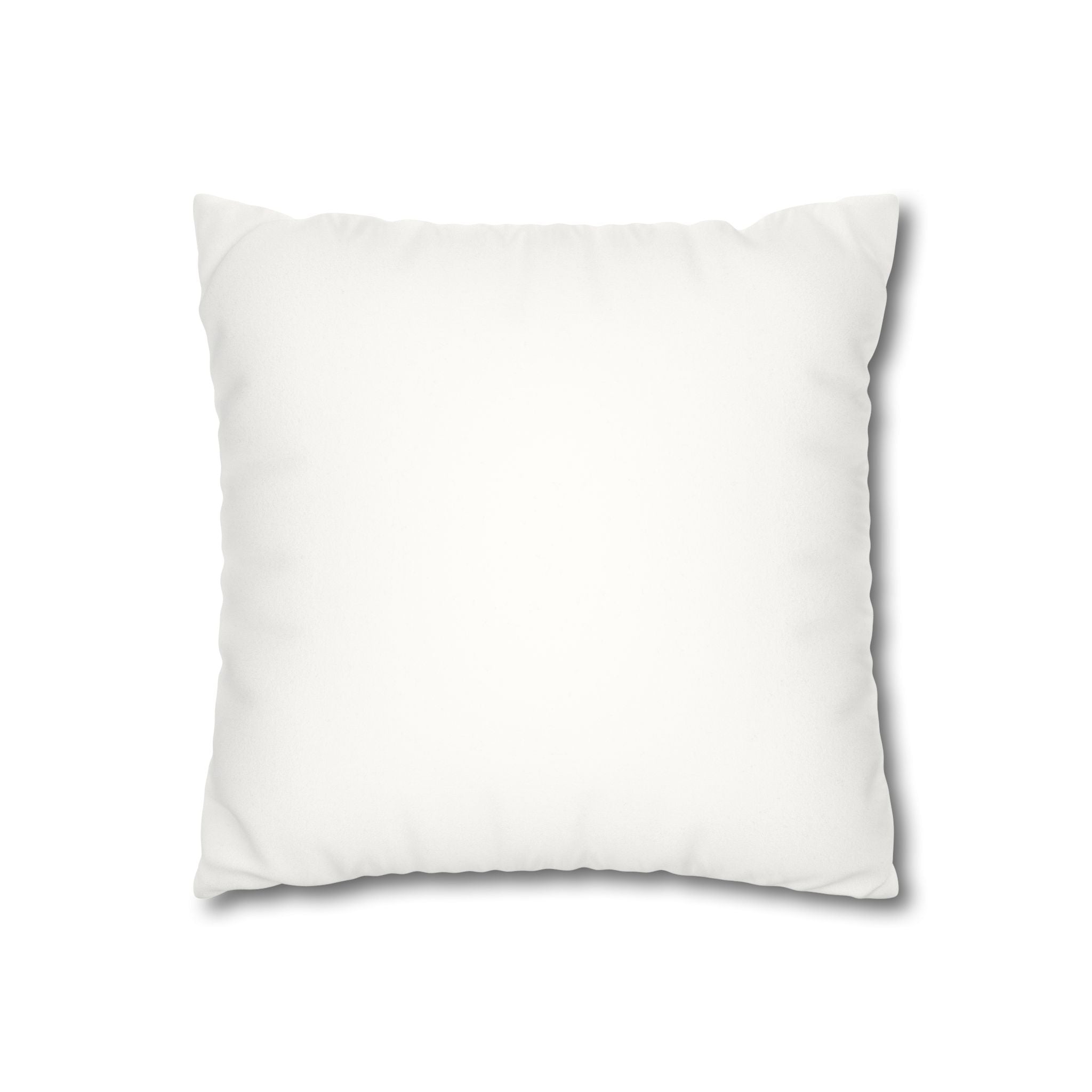 Close-up of the hand-lettered From our first hello to forever text and heart on a faux suede pillow