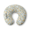 Personalized nursing pillow cover in a blue and mustard watercolour floral with a custom baby name