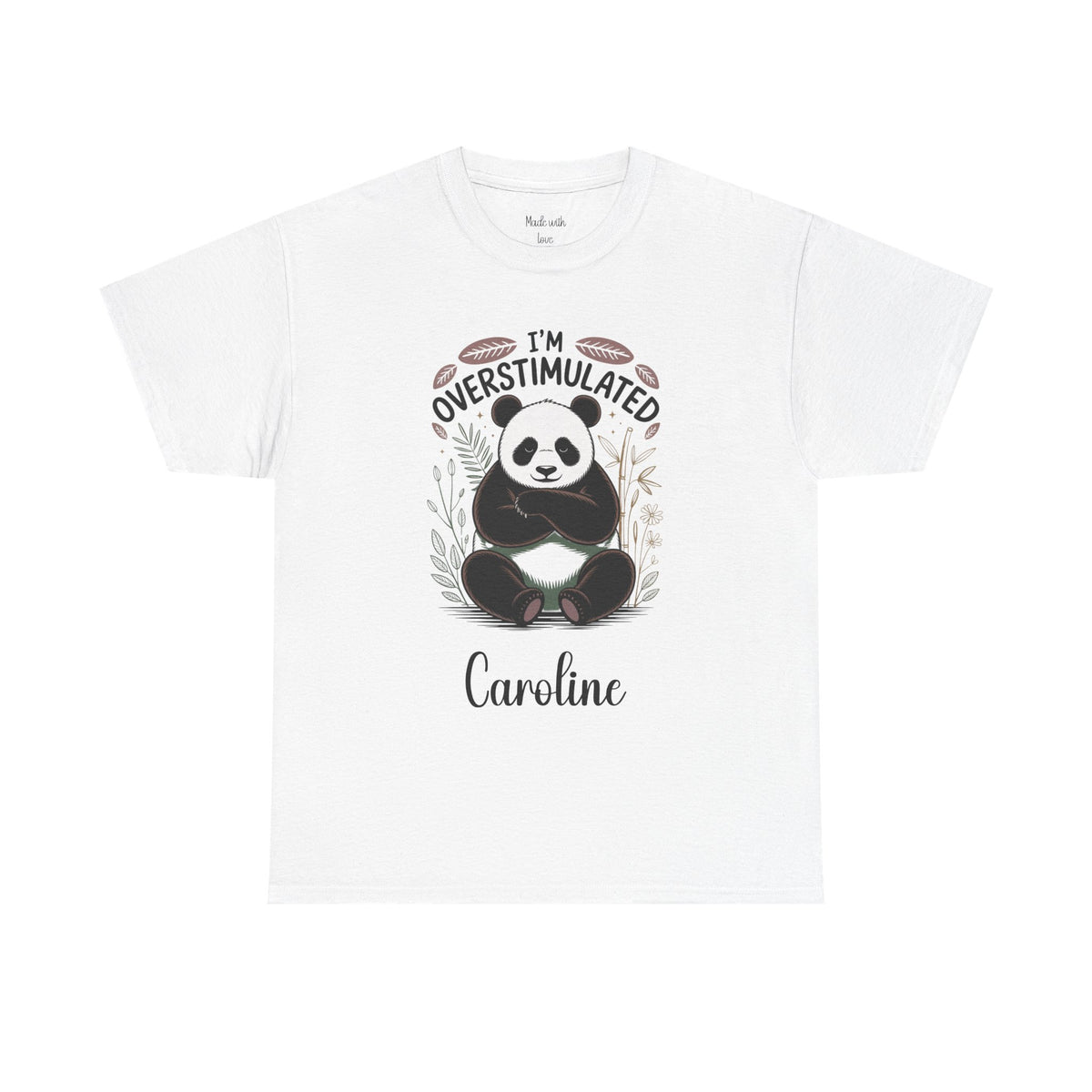 Personalized I'm Overstimulated t-shirt with panda design