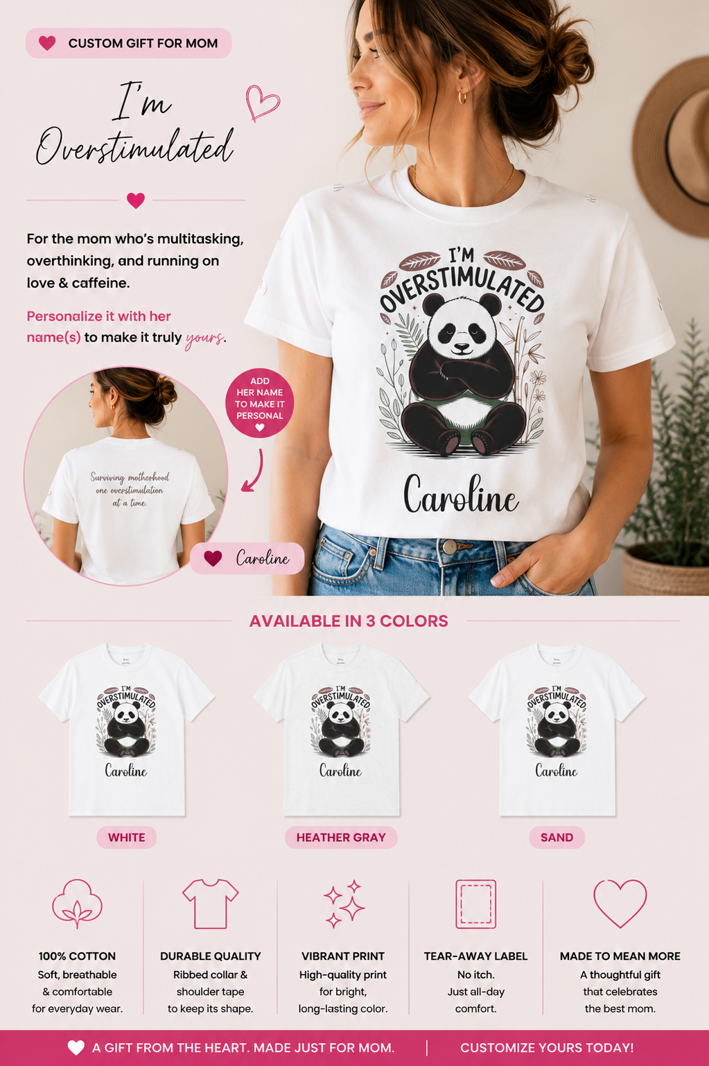 Personalized I'm Overstimulated T-Shirt – Funny Panda Mom Tee