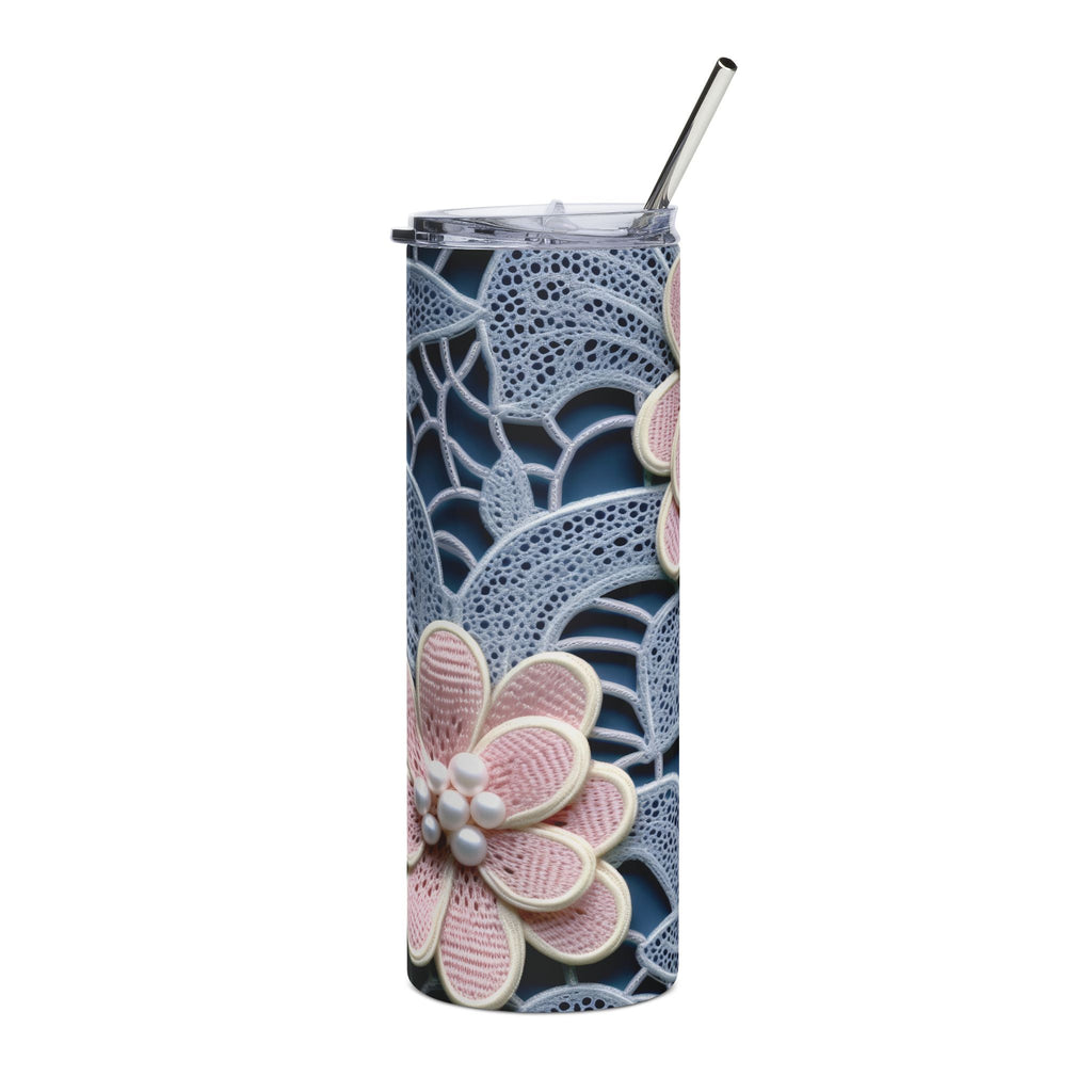 Lace floral tumbler shown from another angle to display the full 360-degree design