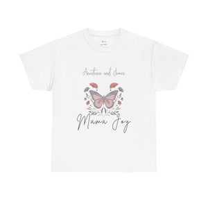 Personalized Mama Joy T-Shirt – Autumn Butterfly & Leaves Tee