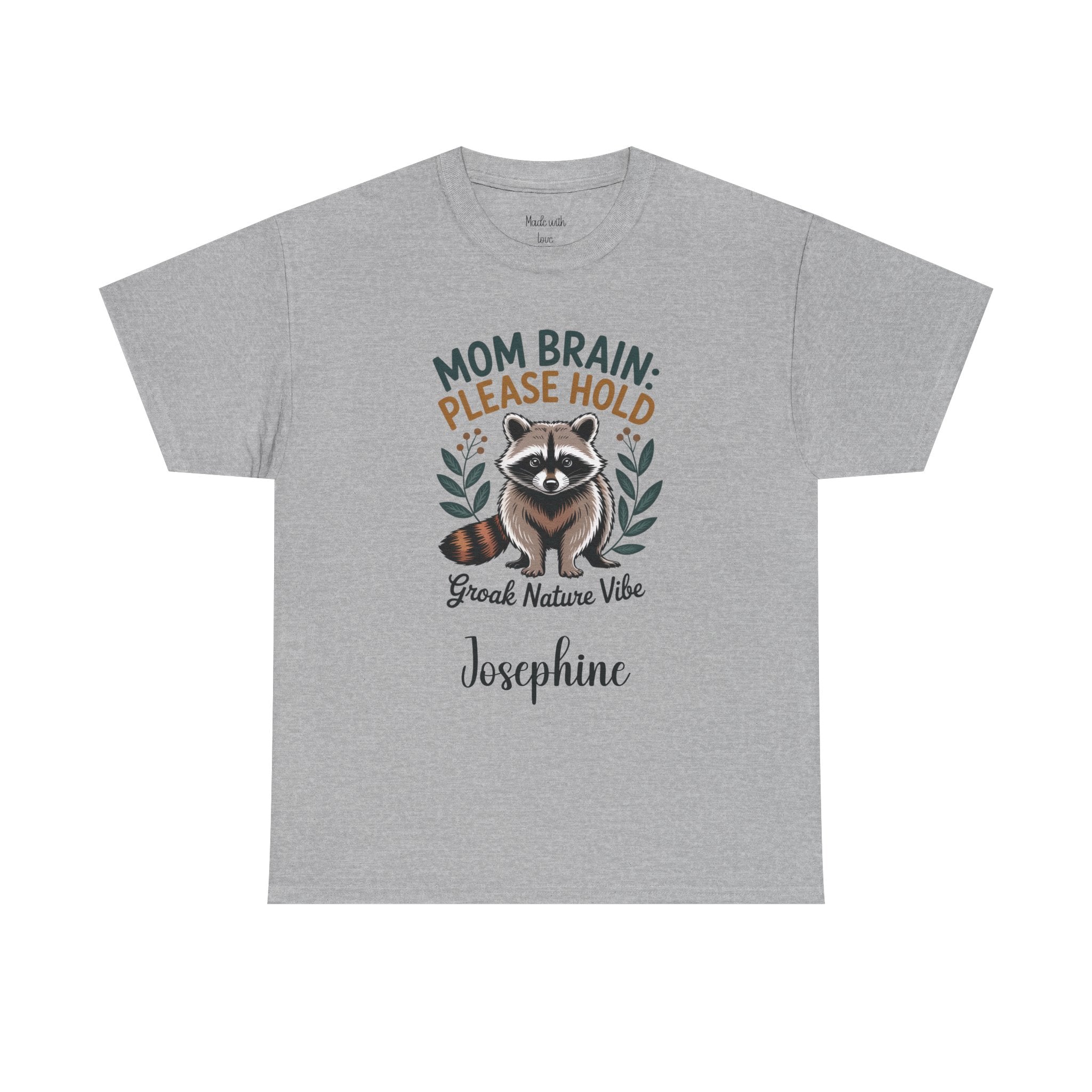 Mom Brain Please Hold t-shirt in a solid color