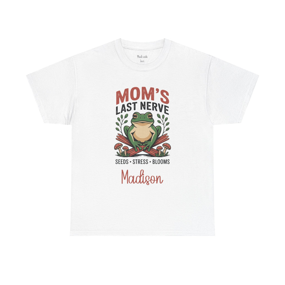 Personalized Mom's Last Nerve t-shirt with frog design
