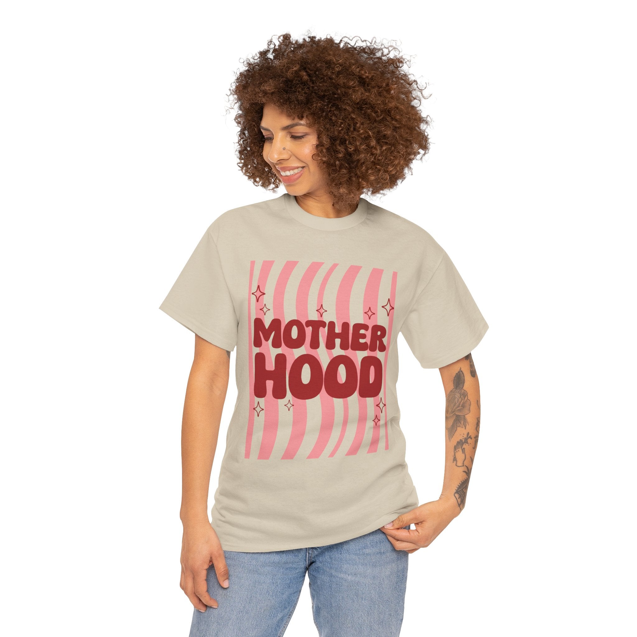 Motherhood t-shirt back detail close-up