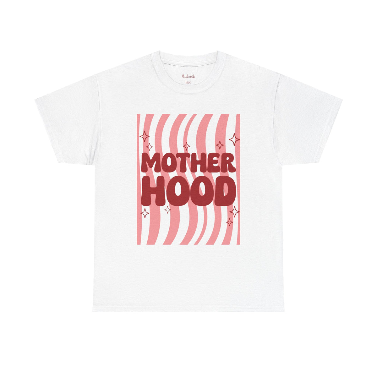 Personalized Motherhood t-shirt with Liam and Sophia on the back, hero image
