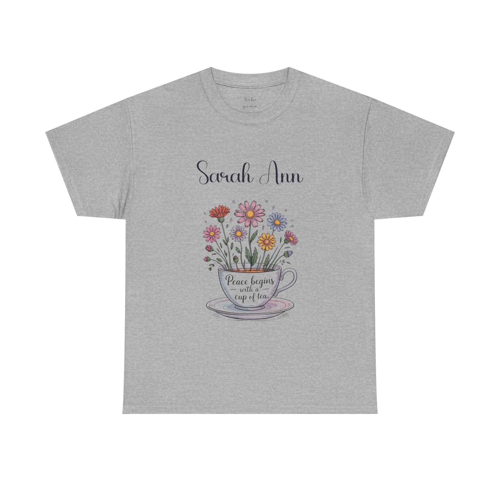 Peace Begins with a Cup of Tea t-shirt in a solid color
