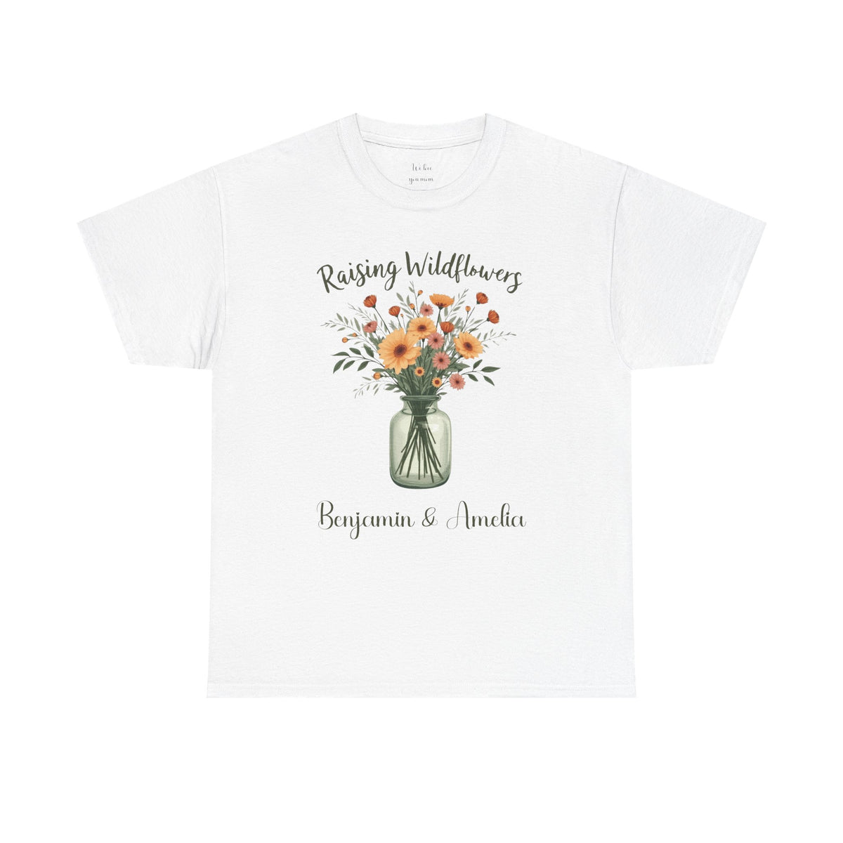 Personalized Raising Wildflowers t-shirt with mason jar bouquet design