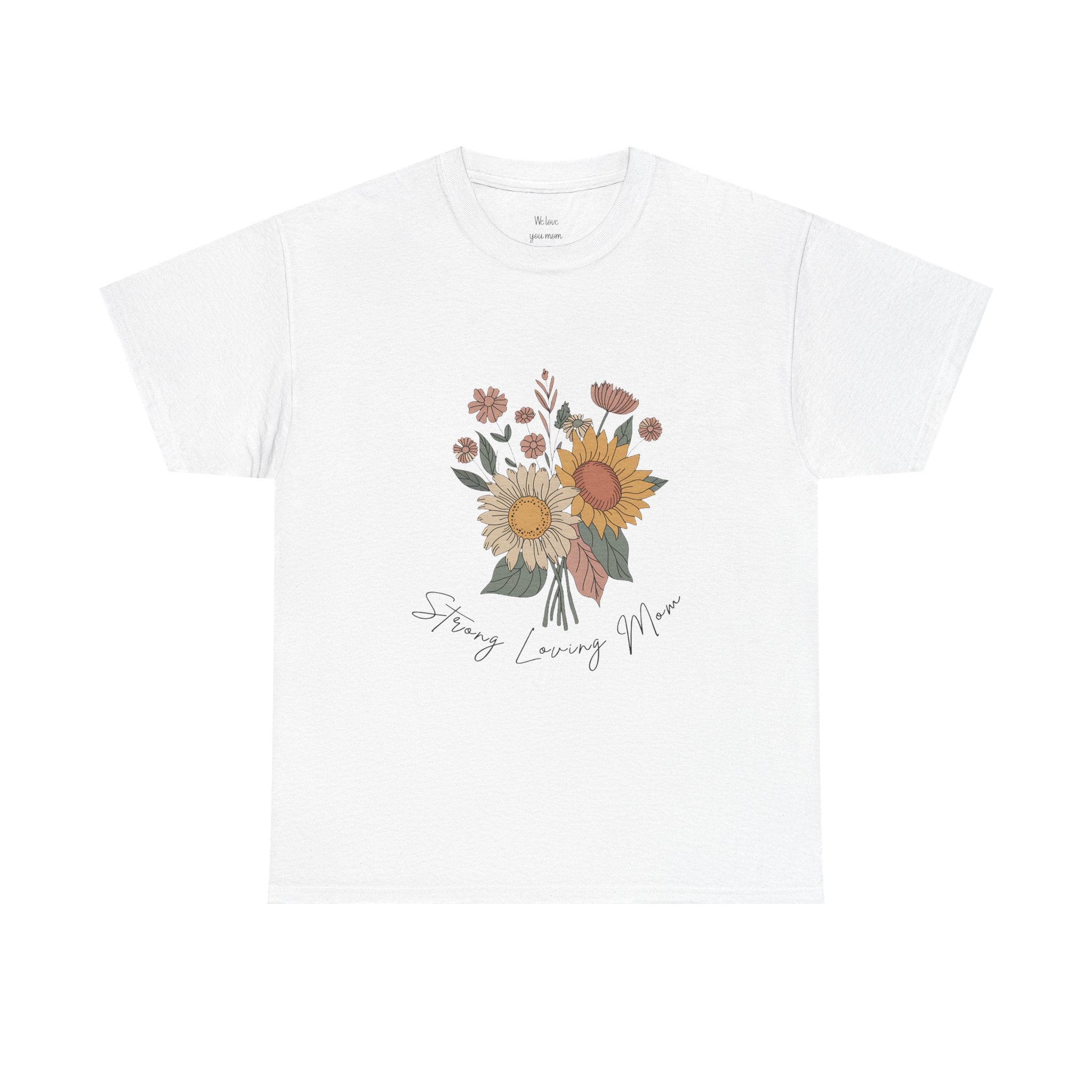 Personalized Strong Loving Mom t-shirt with sunflower design