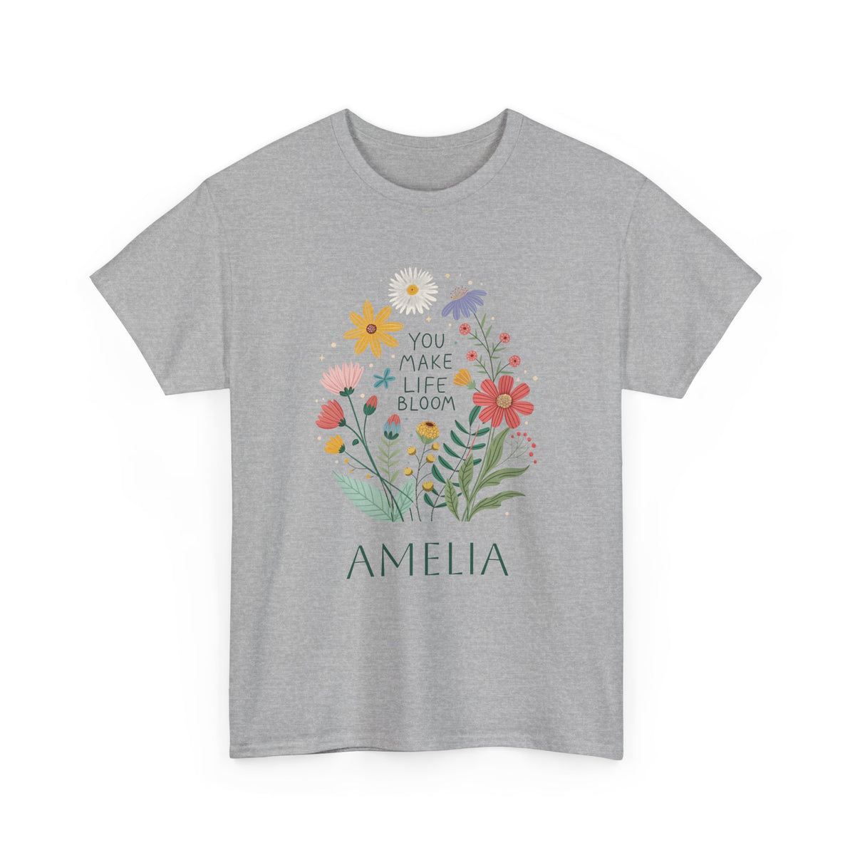 Inside neck label detail of the wildflower t-shirt
