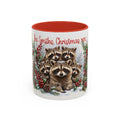 Red personalized Raccoon Family mug, 11oz, front view