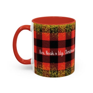 Red Buffalo Plaid Names Christmas Mug
