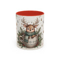 Red personalized Reindeer Teacup mug, 11oz, front view