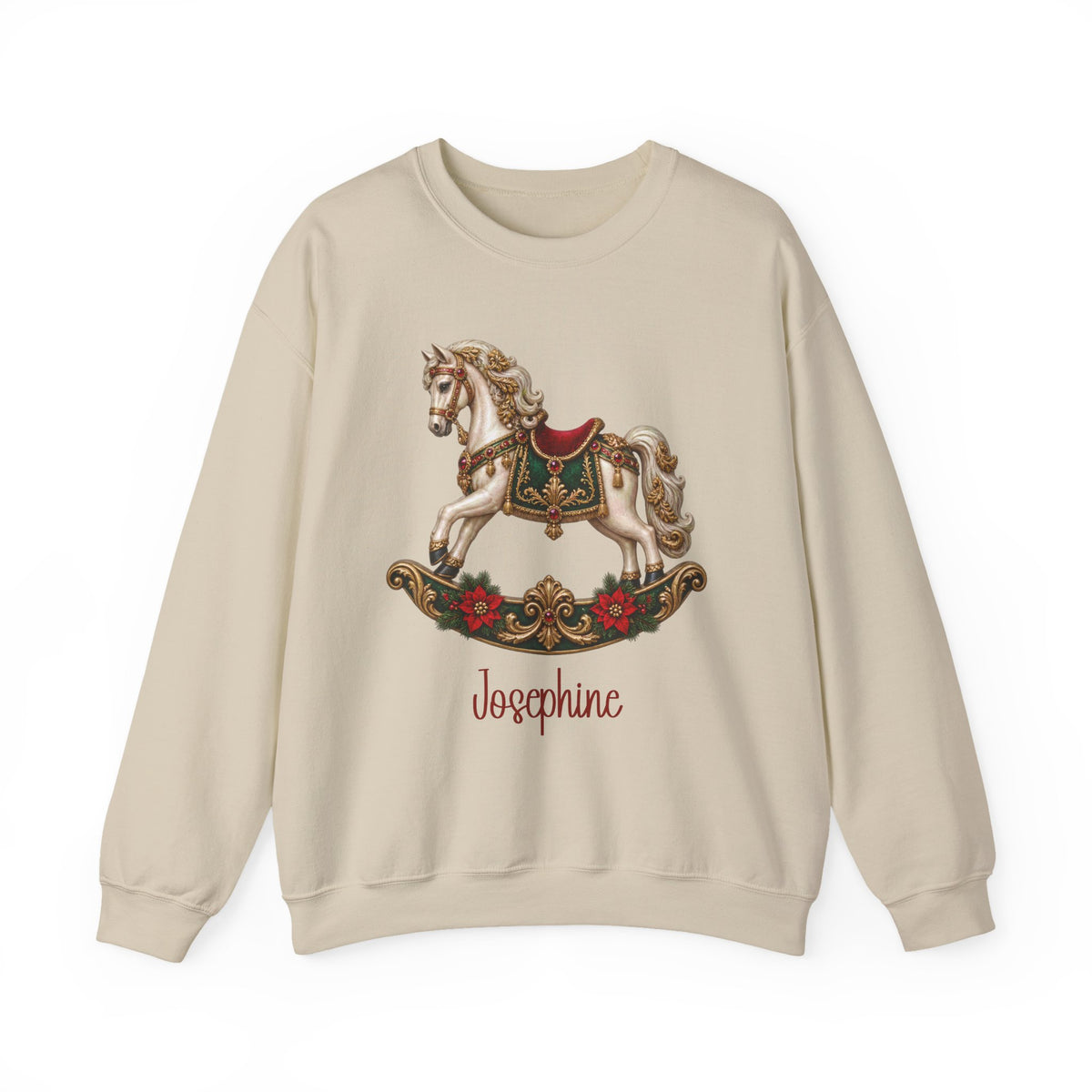 Sand personalized Rocking Horse sweatshirt, front view