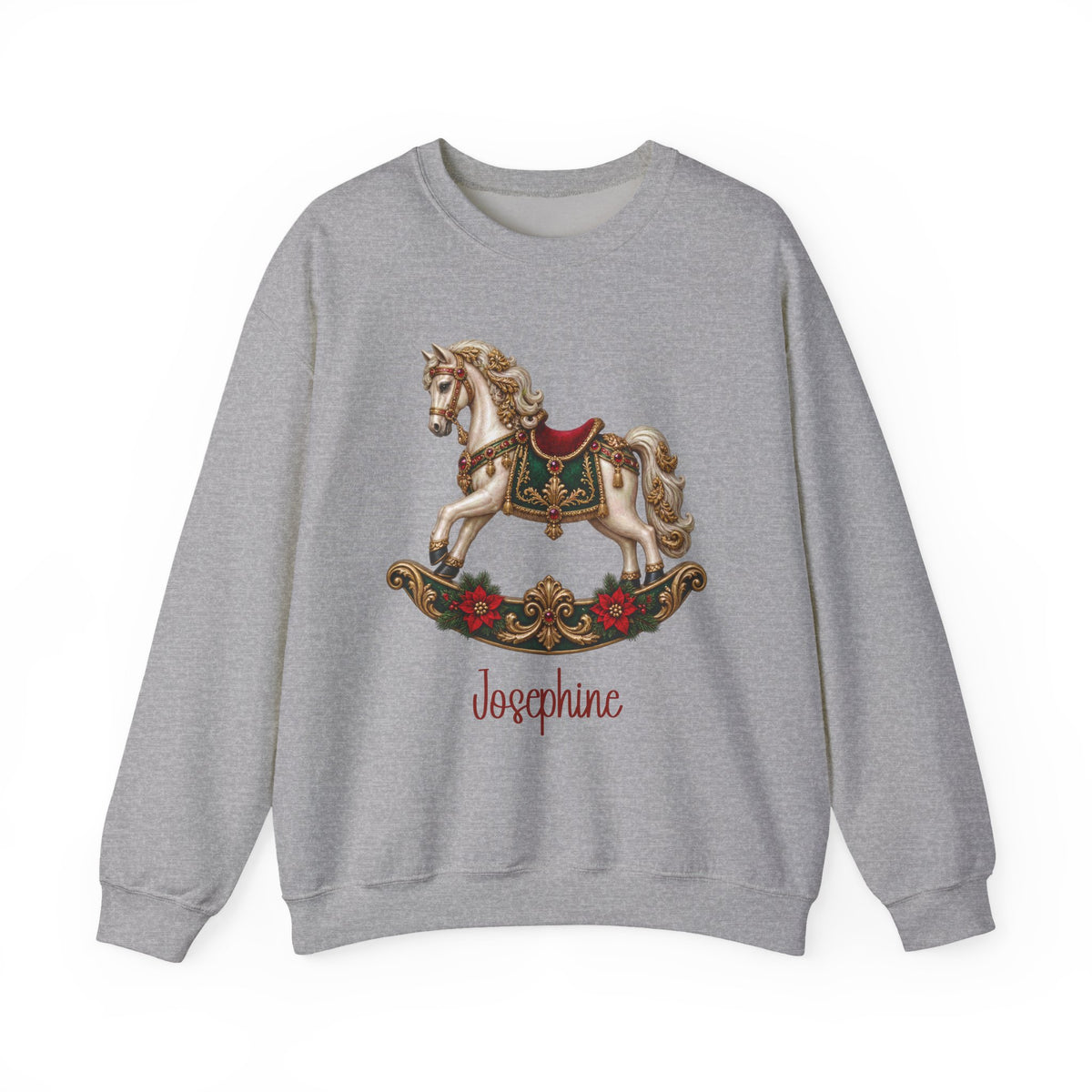 Sport Grey personalized Rocking Horse sweatshirt, front view