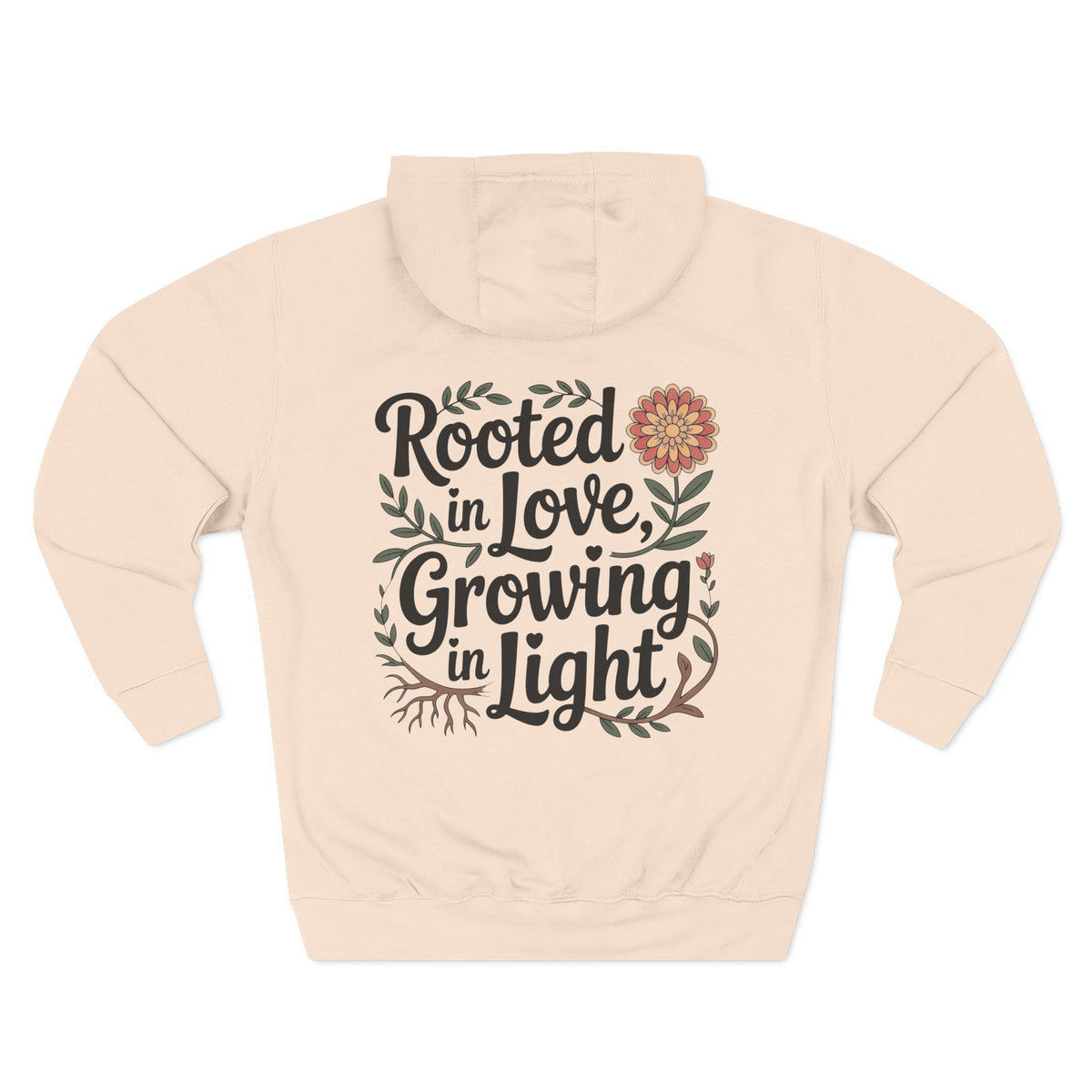 Front view of pale pink hoodie with customizable name embroidered on the chest