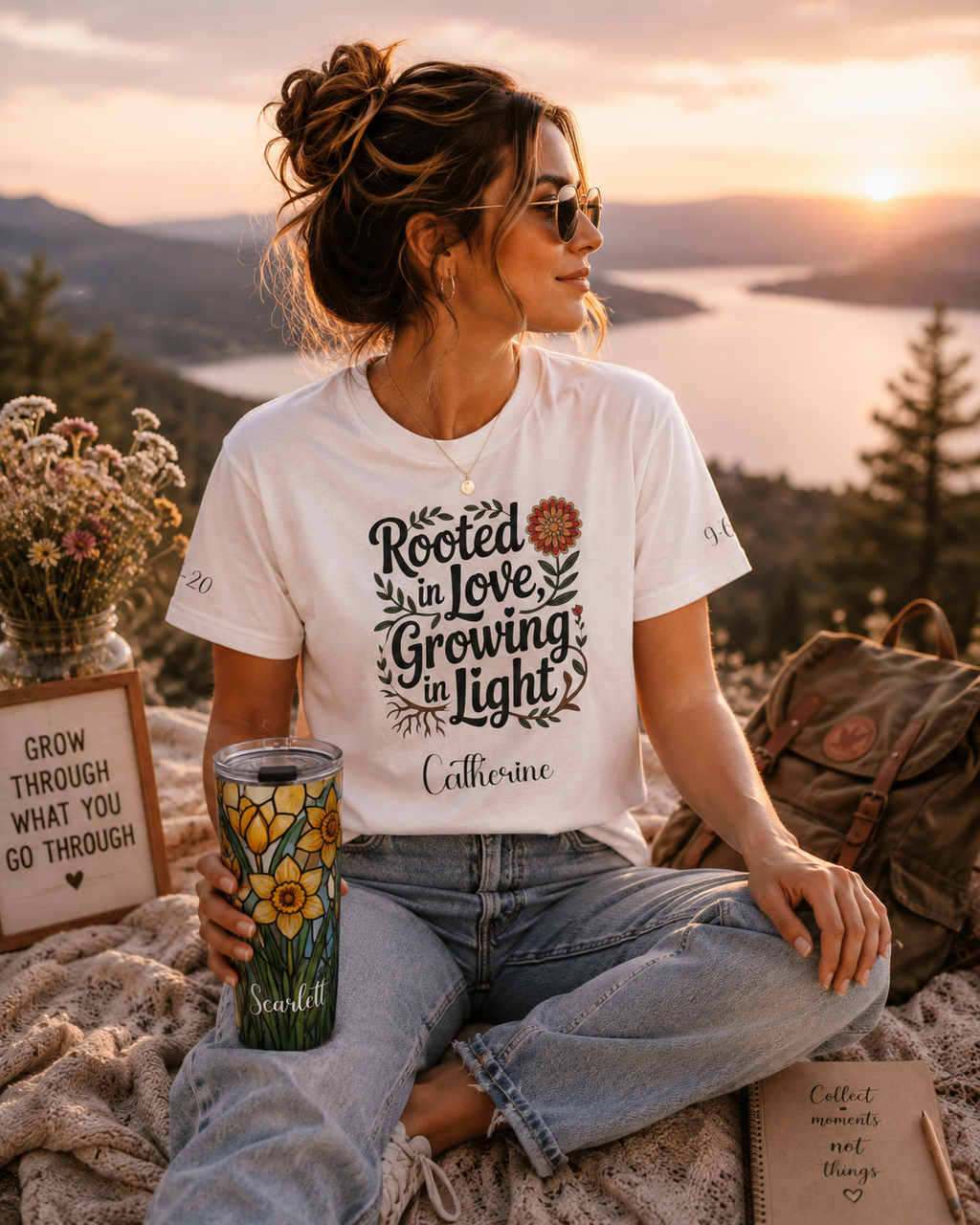 Rooted In Love t-shirt shown in a lifestyle setting