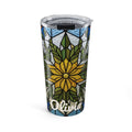 Personalized stained glass sunflower 20oz tumbler with a name in white script