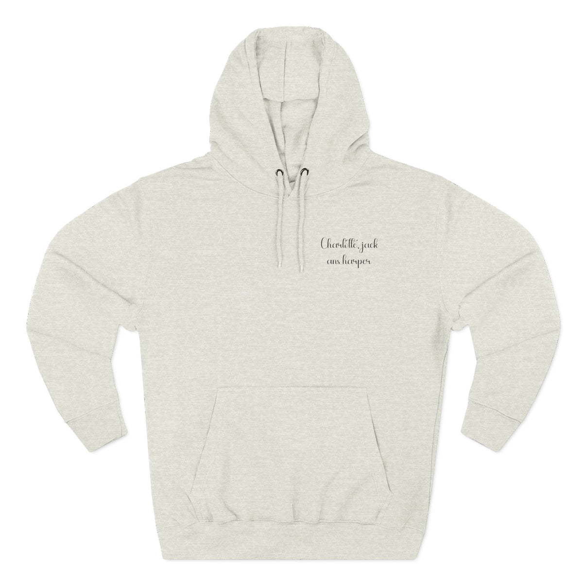 Back view of oatmeal heather hoodie with “Start Each Day with Gratitude” design