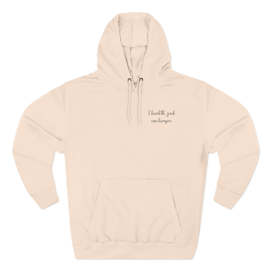 Back view of pale pink hoodie with “Start Each Day with Gratitude” design