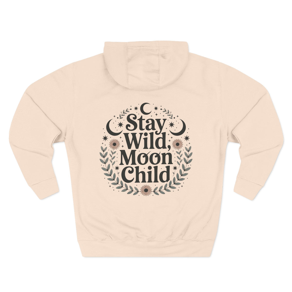 Front view of pale pink hoodie with customizable name embroidered on the chest